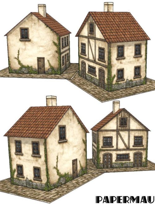 Old European House Papercraft - Rustic Style - by Papermau 02.JPG