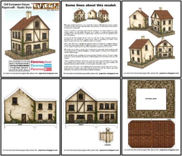 Old European House Papercraft - Rustic Style - by Papermau 03.JPG
