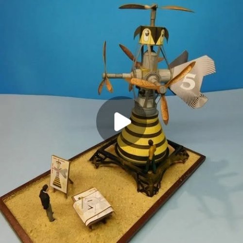 Mike Zax on Instagram: "Helicopter WASP-AI video J.Verne, sci-fi paper model"